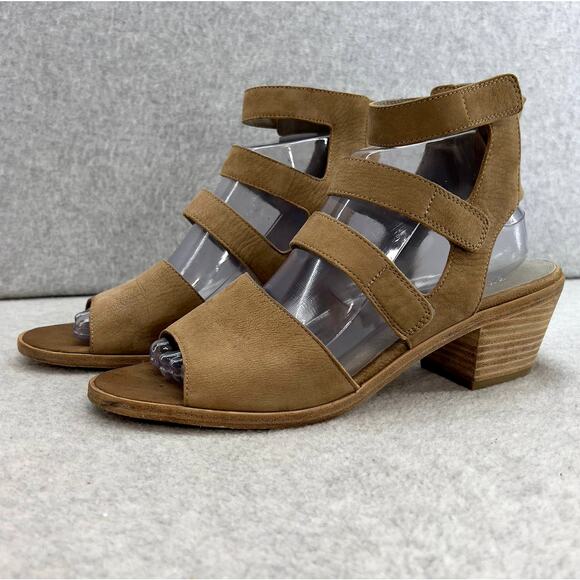 Eileen Fisher Vessey Leather Ankle Strap Sandal-Brown Tan-Block Heel -Women 9.5 - Picture 2 of 10